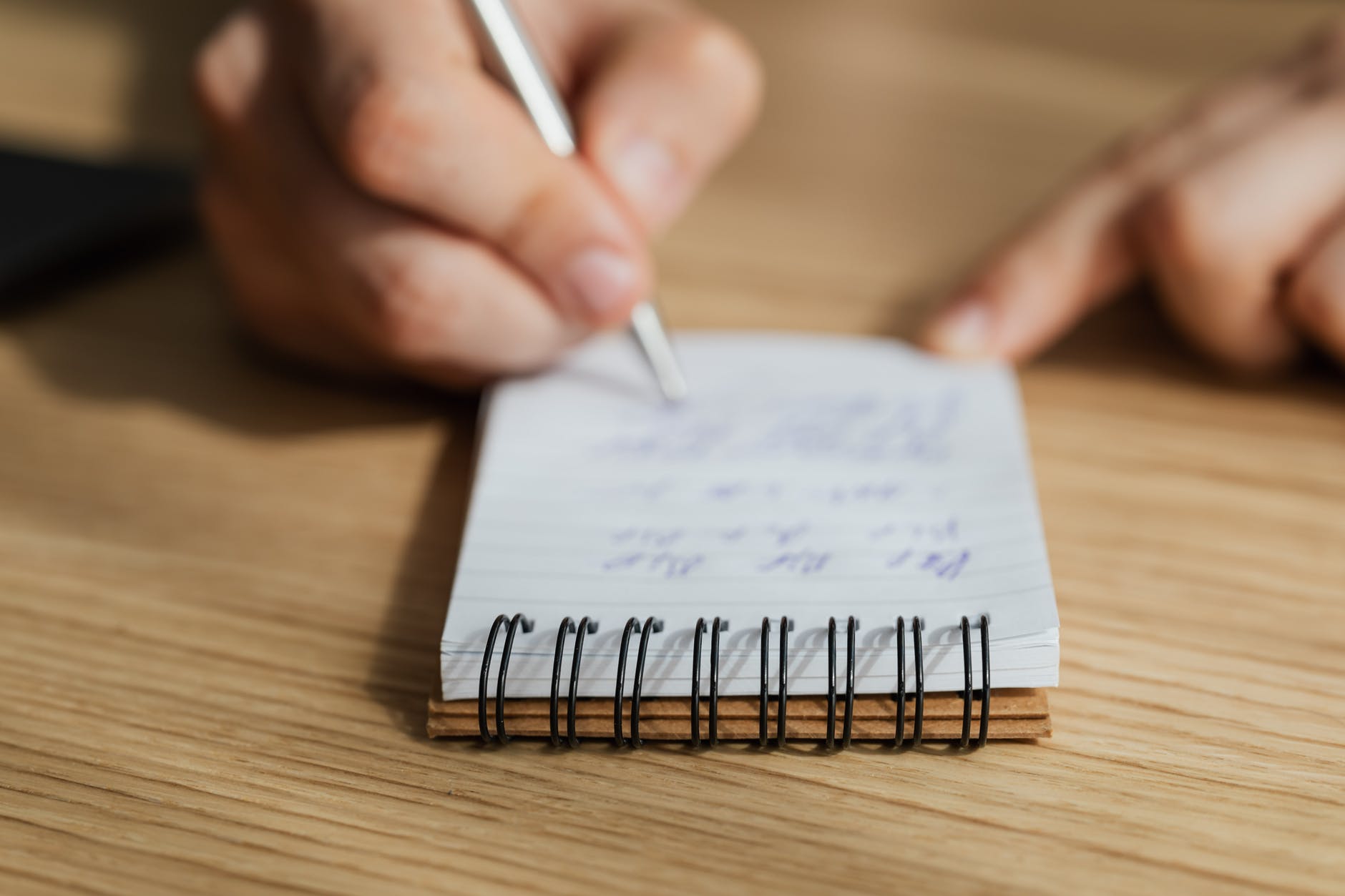 writing down on a paper