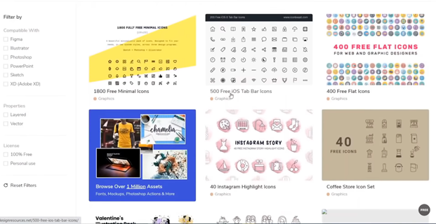 list of designs at free design resources